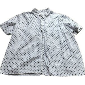 Goodfellow XXL Short Sleeve White Button Down with Navy Blue Palm Tree Print EUC